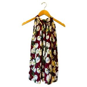 PEYTON BRE Boutique Burgundy Amanda A-Line Sleeveless Floral Top Size 12 NWT